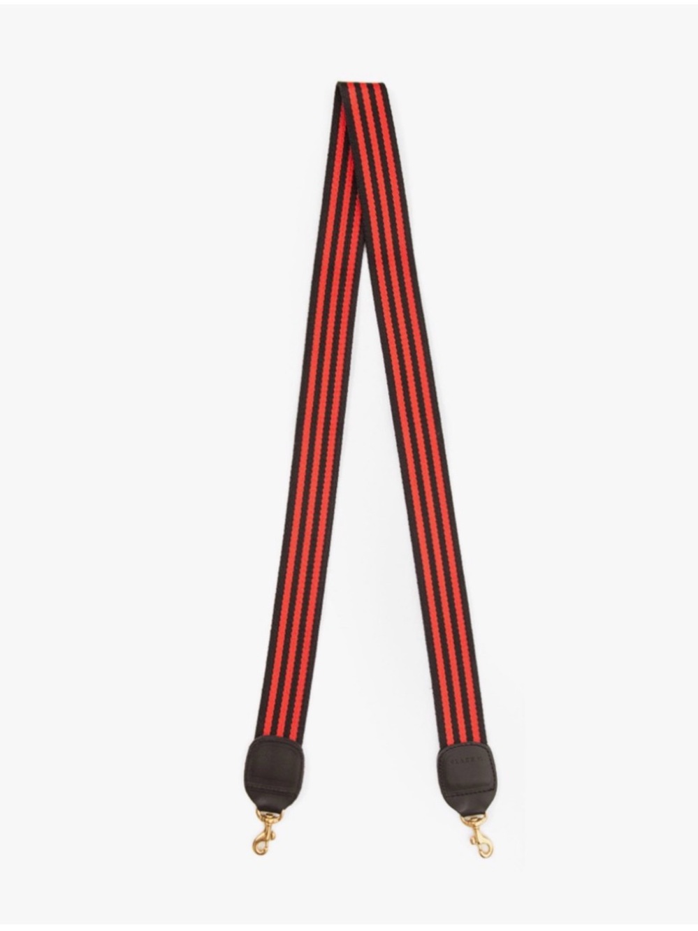Clare V Long Crossbody Strap - Black & Red Mini Stripe